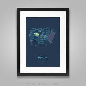 Dublin City - Stylised Map Print