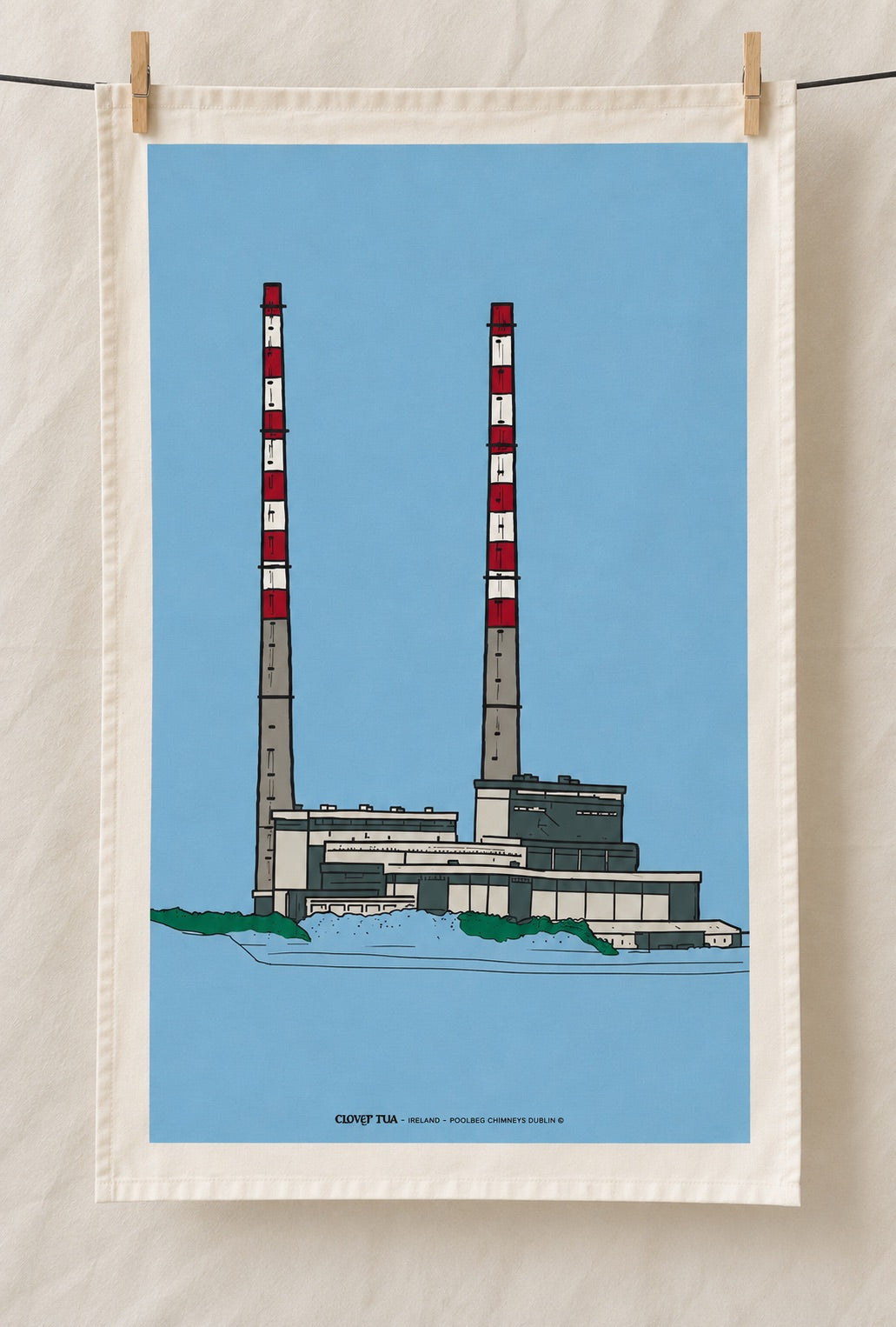 Poolbeg Chimneys Tea Towel