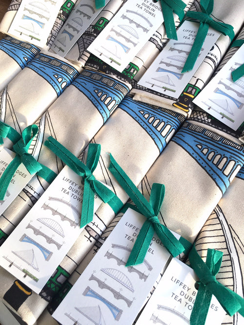 Bridges over the River Liffey, Dublin. Tea Towel.