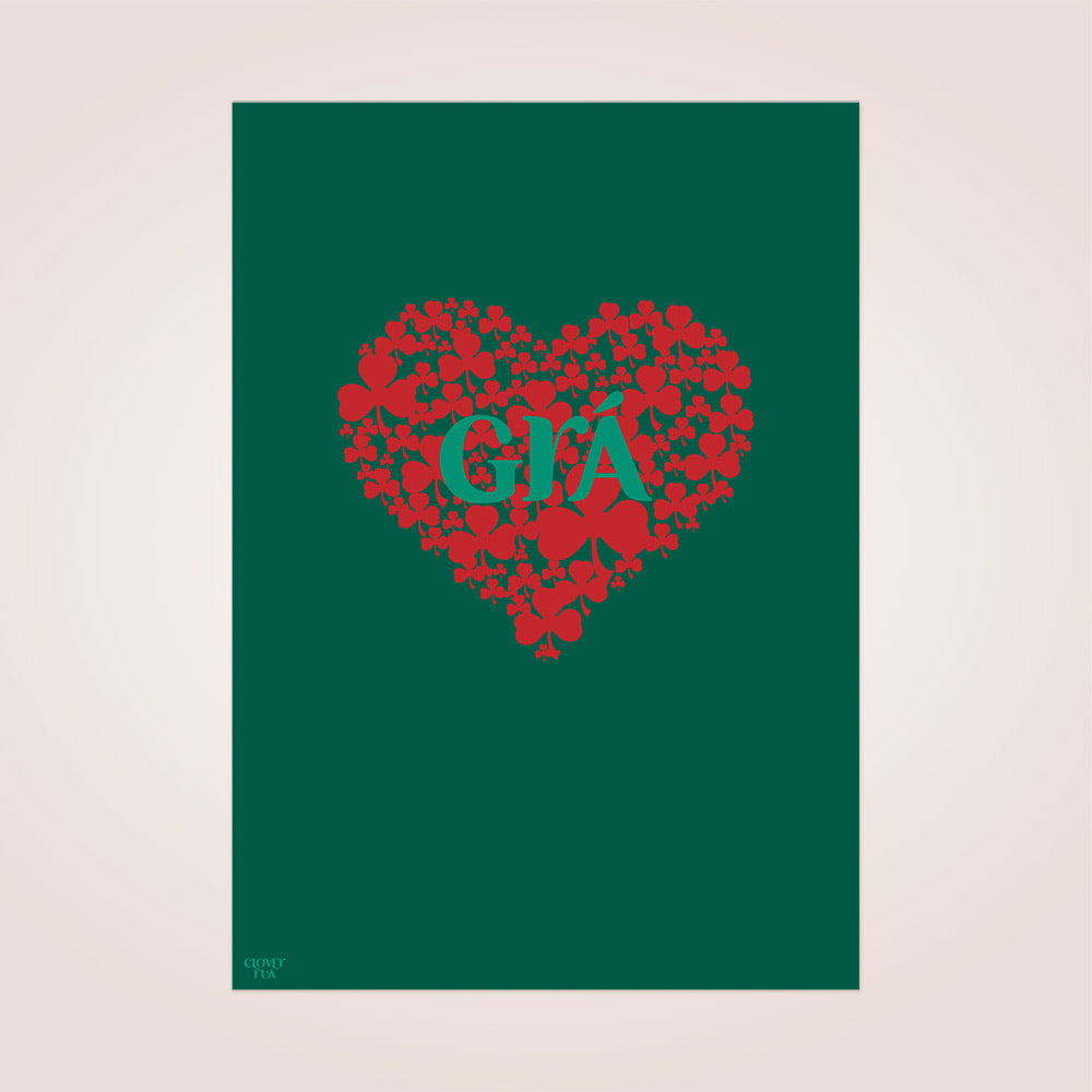 Grá (Love) Print - Forrest Green & Red