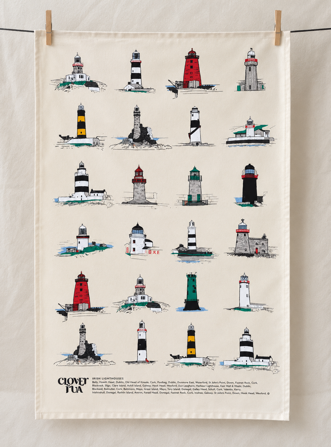 Irish Lighthouses Tea Towel.