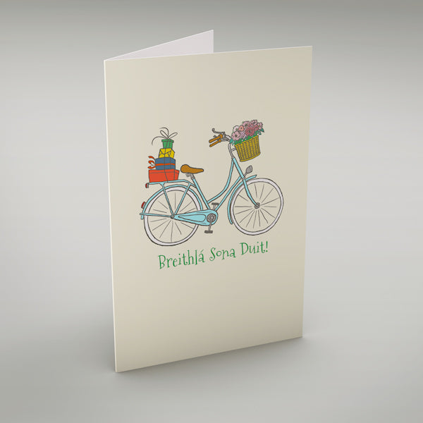 Birthday Bike - Breithlá Sona Duit! - Irish language greeting card translates as "Happy Birthday!"