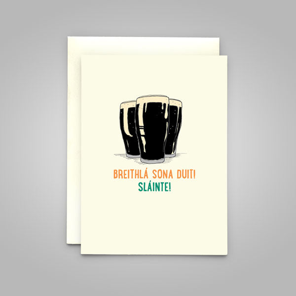 Breithlá Sona Duit! Sláinte! - Irish language greeting card translates as "Happy Birthday - Cheers!"