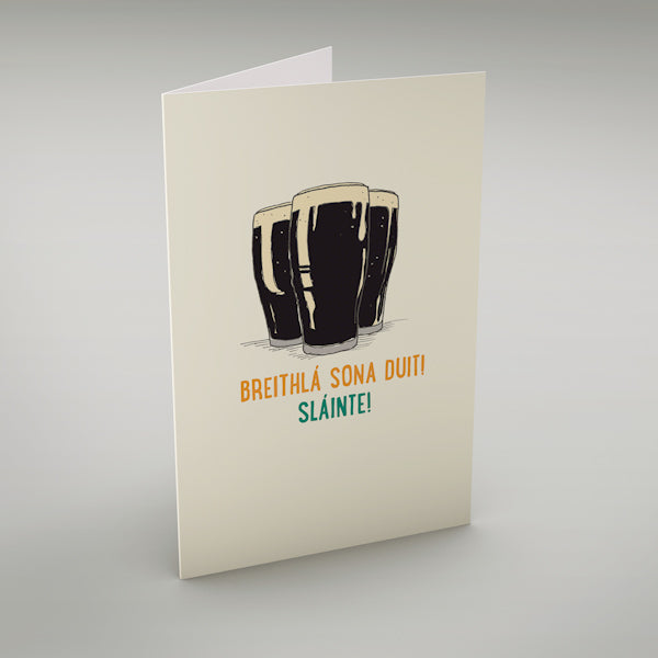 Breithlá Sona Duit! Sláinte! - Irish language greeting card translates as "Happy Birthday - Cheers!"
