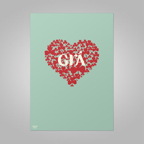 Grá (Love) Print - Mint Green & Red