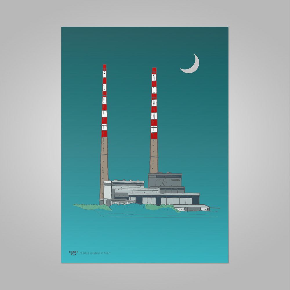 Poolbeg Chimneys at night Print