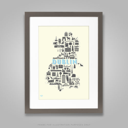For illustration purposes only - Dublin Icons A4 print, framed with mount in 300mm x 400mm black frame.