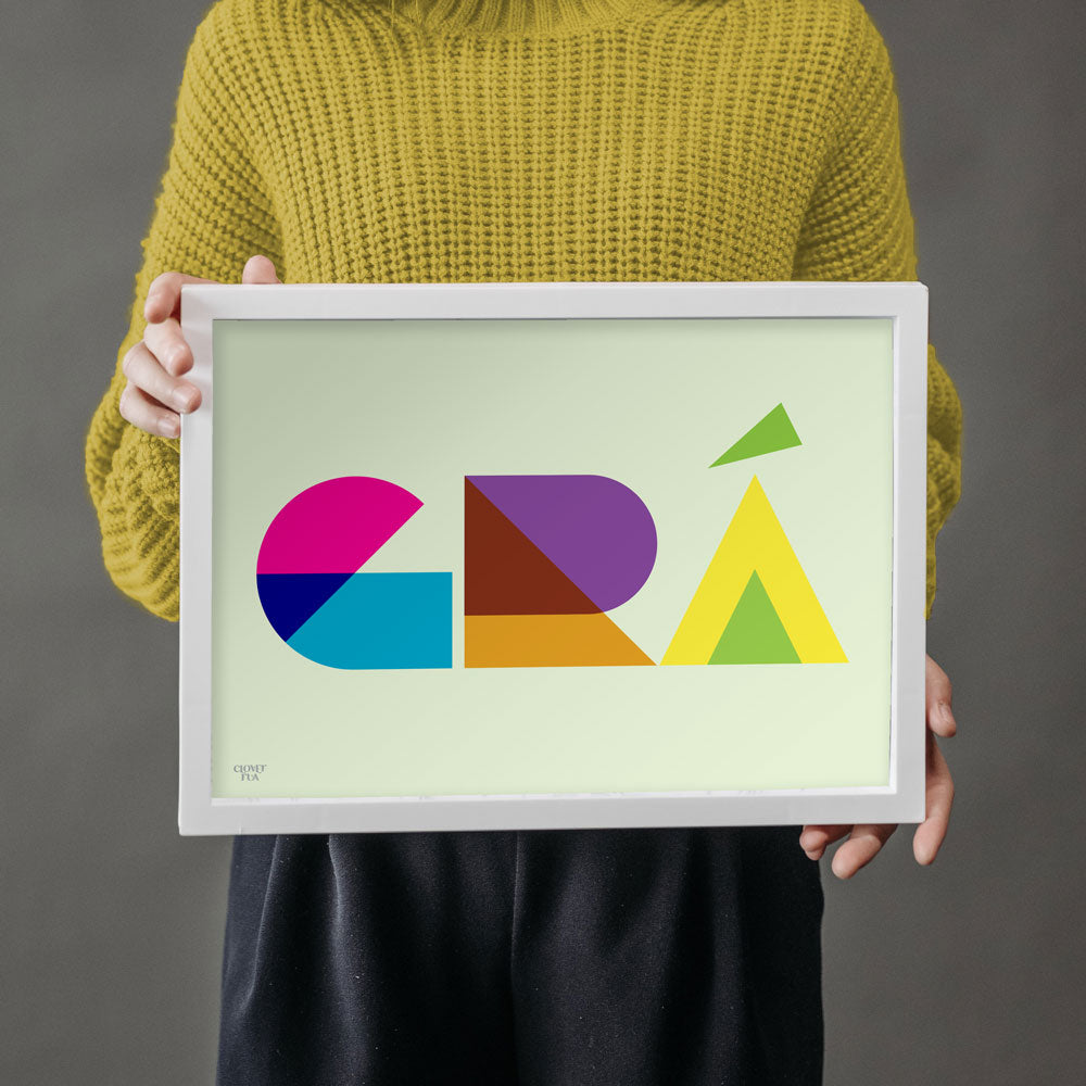 Grá - translates as "Love". Geometric Typography variant.