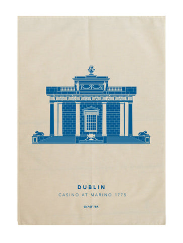 The Casino at Marino 100% cotton tea towel, blue print.