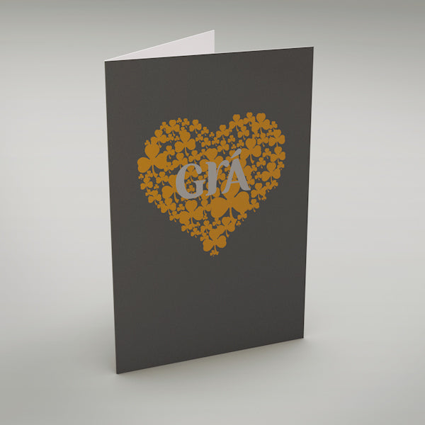 Grá - in graphite - Irish language Greeting Card translates as "Love" perfect for a Valentine or wedding card!