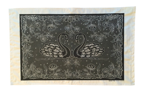 Swans Irish Lace design tea towel.