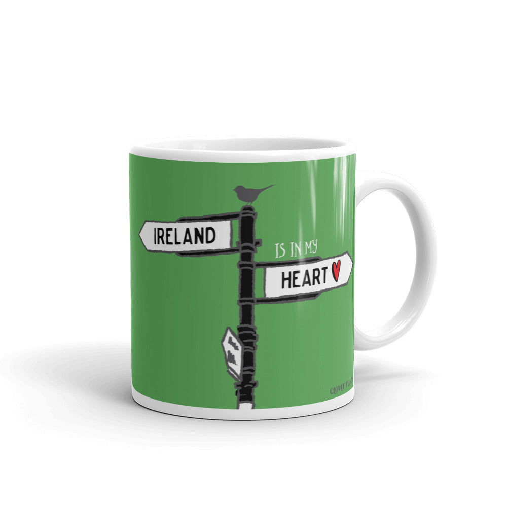 Irish Roadsign Mug in Emerald Green - Ireland is in my Heart. This is the perfect gift for lovers of the Emerald Isle.